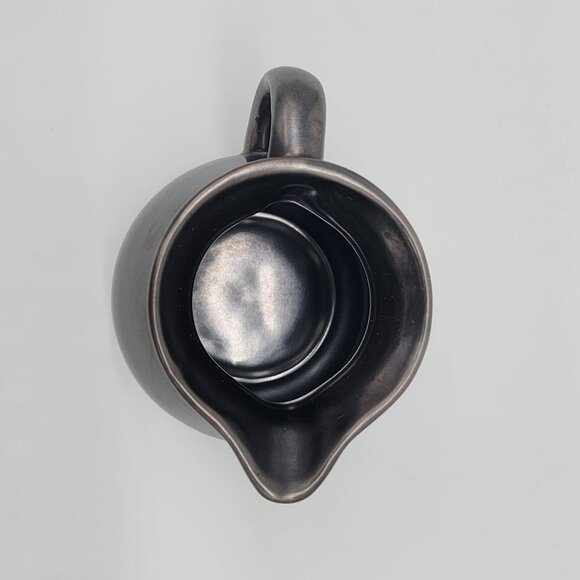 Prinknash Pottery Creamer Pewter Glaze Metallic Gunmetal Finish England VTG 4" - Picture 5 of 6